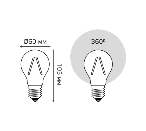 Лампа светодиодная Filament А60 12W 1250lm 4100К Е27 LED 1/10/40  102902212  Gauss