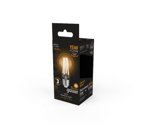 Лампа светодиодная Filament А60 15W 1400lm 2700К Е27 LED  102902115  Gauss