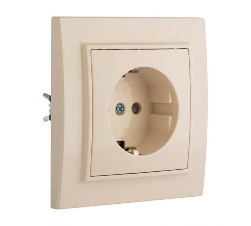 Розетка 1-мест. СП с/з 16А бежевый с защ. штор. Минск EKFERR16-028-200EKF