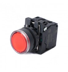 Кнопка SB5 с подсвет в сборе модуль 22мм красная пластик 230-240ВAC 1НО+1НЗ  SB5AW34M5  SE