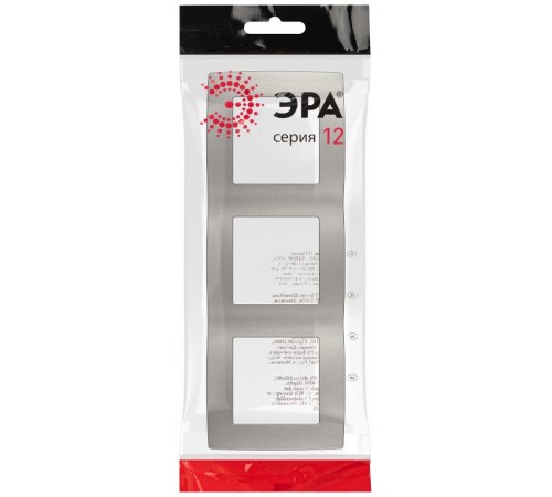 Рамка для розеток и выключателей ЭРА Серия 12 12-5003-16 на 3 поста, титан   Б0065739  ЭРА