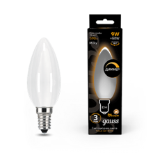 Лампа светодиодная Filament Свеча 9W 590lm 3000К Е14 milky диммируемая LED 1/10/50  103201109-D  Gauss