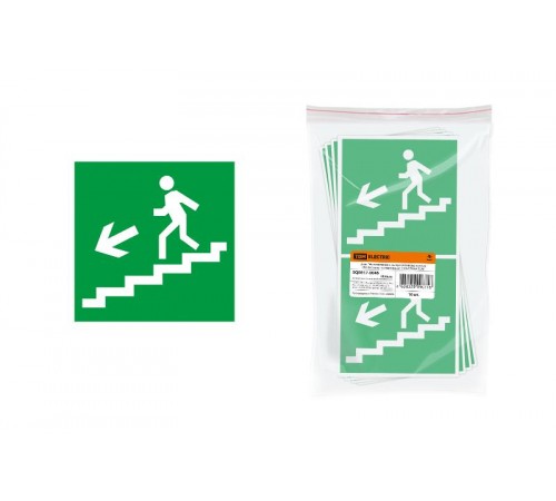 Знак "Направление к эвакуационному выходу (по лестнице налево вниз)" 150х150мм   SQ0817-0046  TDM
