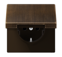 Штепсельная розетка SCHUKO 16А / 250В с подпружиненной откидной крышкой, пружинные зажимы; металл; латунь antik; Messing  ME1520KLAT  Jung