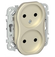 FLITE Розетка 2-ая без заземления без шторок 10А РС02-0-ФлШ шампань  FI-R20-10-K37  IEK