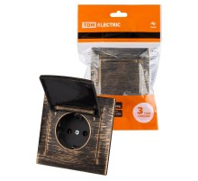 Розетка 2П+З 16А 250В IP44 с крышкой старинная бронза "Лама"  SQ1815-0767  TDM