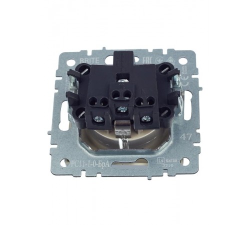 BRITE Розетка с заземлением без шторок 16А РС11-1-0-БрА алюминий   BR-R11-16-K47  IEK