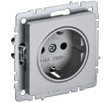 BRITE Розетка с заземлением со шторками 16А РС14-1-0-БрА алюминий  BR-R14-16-K47  IEK