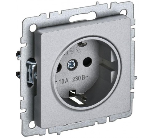 BRITE Розетка с заземлением со шторками 16А РС14-1-0-БрА алюминий  BR-R14-16-K47  IEK