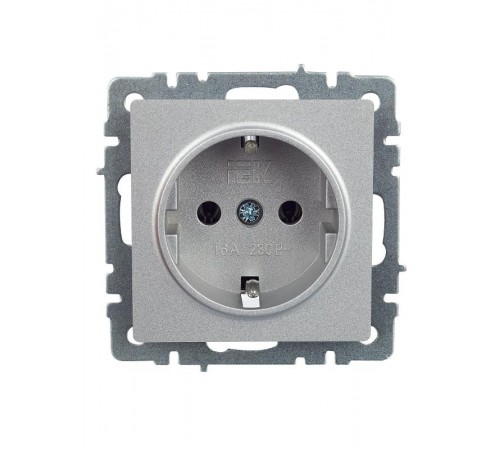 BRITE Розетка с заземлением без шторок 16А РС11-1-0-БрА алюминий   BR-R11-16-K47  IEK