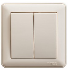 W59 Слоновая кость Выключатель 2-клавишный, 10А (в сборе)  VS510-252-28  SE
