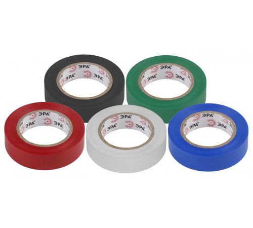 Набор изолент ЭРА SET-5 ПВХ цветная 15мм х 10м (упаковка 5 шт)  Б0062896  ЭРА