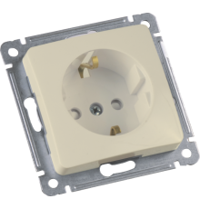 Розетка скрытой установки, одноместная, с заземляющим контактом, со шторкой, механизм, цвет слоновая кость  РС16-412-01  HEGEL