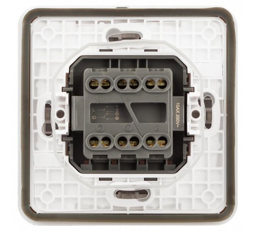 Переключатель 2-клавишный ЭРА Эксперт 11-1526-01 IP55, 10АХ-250В, СУ, Белый  Б0063248  ЭРА