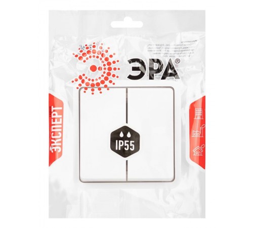 Переключатель 2-клавишный ЭРА Эксперт 11-1526-01 IP55, 10АХ-250В, СУ, Белый  Б0063248  ЭРА