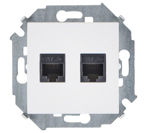 Simon 15 Белый Розетка компьютерная двойная RJ45 кат.5e (AMP)  1591552-030  Simon