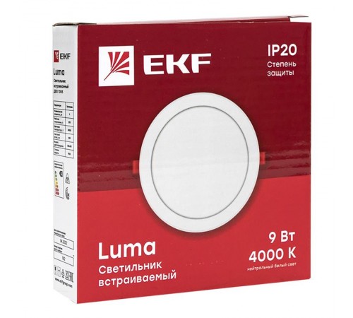 Светильник светодиодный встраиваемый ДВО 1005 9Вт 4000K IP20 Basic  DLL-1005-9-4000  EKF
