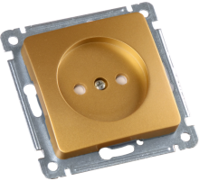 Розетка скрытой установки, одноместная, со шторкой, механизм, цвет золото  РС16-402-07  HEGEL