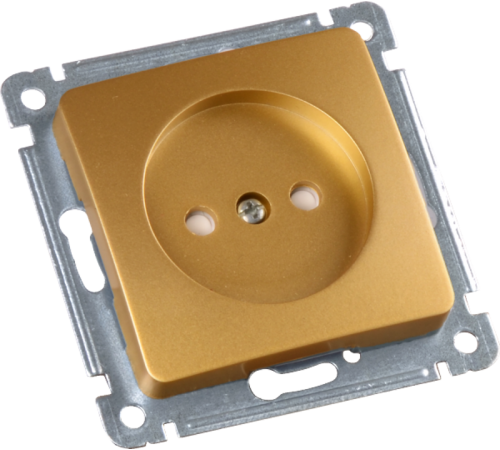 Розетка скрытой установки, одноместная, со шторкой, механизм, цвет золото  РС16-402-07  HEGEL
