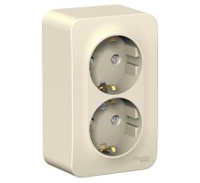 Blanca Молочный О/У Розетка 2-ая с заземлением со шторками, 16А, 250В  BLNRA011202  SE