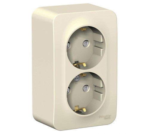 Blanca Молочный О/У Розетка 2-ая с заземлением со шторками, 16А, 250В  BLNRA011202  SE