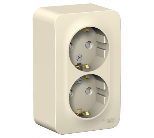 Blanca Молочный О/У Розетка 2-ая с заземлением со шторками, 16А, 250В  BLNRA011202  SE