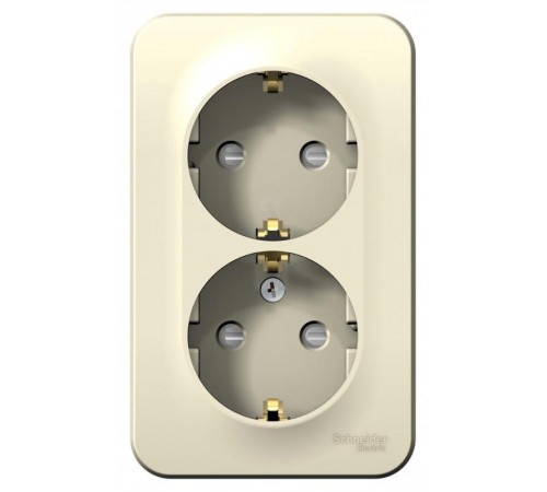 Blanca Молочный О/У Розетка 2-ая с заземлением со шторками, 16А, 250В  BLNRA011202  SE