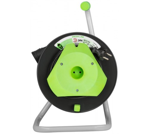 Удлинитель силовой ЭРА GREEN LINE GAZ-2x1-30m Greenline на катушке пластик 1 розетка без заземления 30м ПВС 2x1мм2   Б0065099  ЭРА