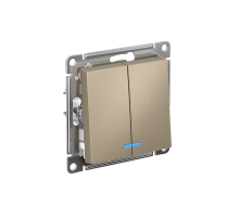 AtlasDesign Шампань Выключатель 2-клавишный с подсветкой, сх.5а, 10АХ, механизм  ATN000553  SE