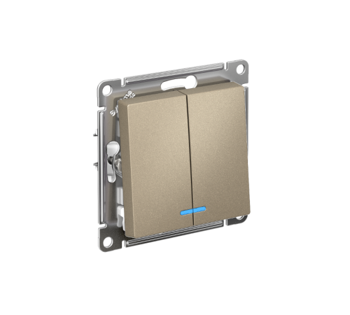 AtlasDesign Шампань Выключатель 2-клавишный с подсветкой, сх.5а, 10АХ, механизм  ATN000553  SE