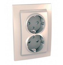 Unica Бежевый Розетка 2-ая с/з с защитными шторками винт. зажим, литая  MGU23.067.25D  Schneider Electric