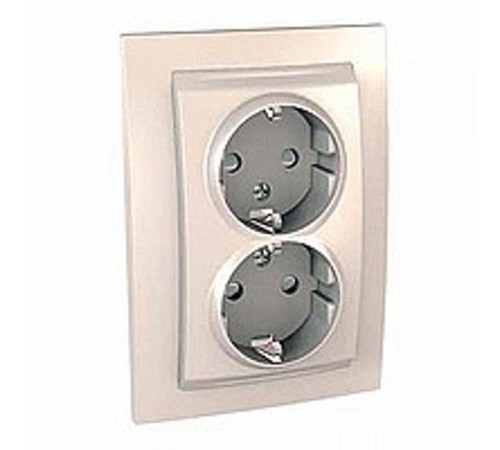 Unica Бежевый Розетка 2-ая с/з с защитными шторками винт. зажим, литая  MGU23.067.25D  Schneider Electric