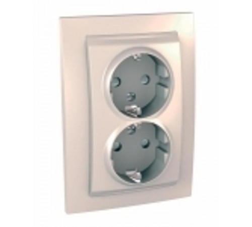 Unica Бежевый Розетка 2-ая с/з с защитными шторками винт. зажим, литая  MGU23.067.25D  Schneider Electric