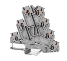 Клемма многоуровневая для подключения электродвигателя, зажим push-in, 7 точек подключения, 2.5 кв.мм, серая  VPR-2.5-PE-3L  DKC