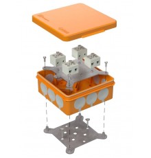 Коробка огнестойкая для о/п двухкомпонентная 60-0303-FR6.0-8 Е15-Е60 (латунь) 100х100х40 IP66 8p, 6.0 мм.кв. 60-0303-FR6.0-8-Е60  Промрукав