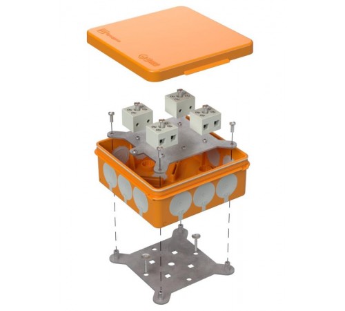 Коробка огнестойкая для о/п двухкомпонентная 60-0303-FR6.0-8 Е15-Е60 (латунь) 100х100х40 IP66 8p, 6.0 мм.кв. 60-0303-FR6.0-8-Е60  Промрукав