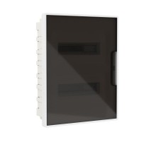 Щиток 24 мод встраиваемый FRAME, белый, с тонированной дверцей, с 4  шинами PEN (2шт на 8 отв. и 2шт на 6 отв.)  F24B1WD  DKC