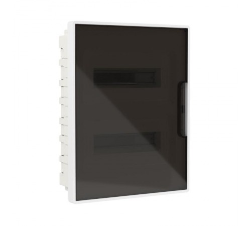 Щиток 24 мод встраиваемый FRAME, белый, с тонированной дверцей, с 4  шинами PEN (2шт на 8 отв. и 2шт на 6 отв.)  F24B1WD  DKC