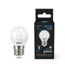 Лампа светодиодная Шар 9.5W 950lm 6500K E27 LED 1/10/100  105102310  Gauss