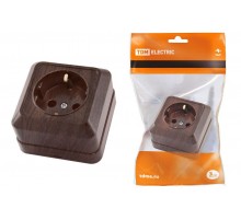 Розетка 2П+3 открытой установки IP20 16А 250В (керамика) бук "Ладога"  SQ1801-0311  TDM