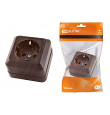 Розетка 2П+3 открытой установки IP20 16А 250В (керамика) бук "Ладога"  SQ1801-0311  TDM