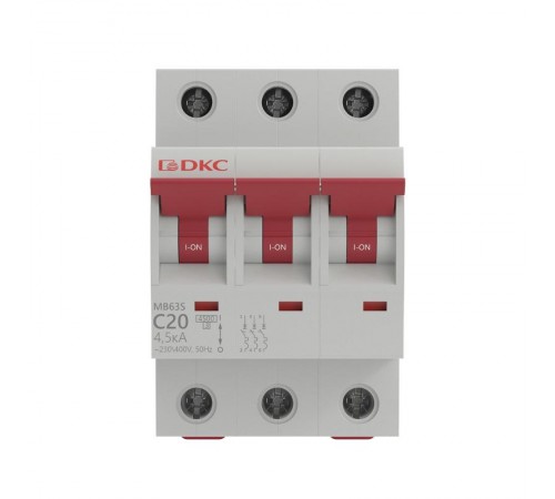 Модульный автоматический выключатель YON MB63, 3P, характеристика C, 20A, 6kA  MB63N-3PC20  DKC