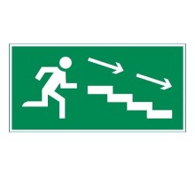 пиктограмма "ПО ЛЕСТНИЦЕ ВНИЗ ВПРАВО" 400х200мм для аварийно-эвакуационного светильника Vault  V5-EM03-60.013.037  VARTON