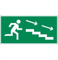 пиктограмма "ПО ЛЕСТНИЦЕ ВНИЗ ВПРАВО" 400х200мм для аварийно-эвакуационного светильника Vault  V5-EM03-60.013.037  VARTON