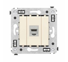 Компьютерная розетка RJ-45 без шторки в стену, кат.6А одинарная экранированная, "Avanti", "Ванильная дымка"  4405773  DKC
