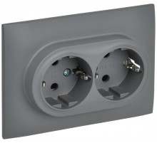 SKANDY Розетка 2-местная с з/к/ш 16А в сб. SK-R07Gr серый  SK-R24-16-K03-F  IEK