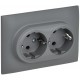 SKANDY Розетка 2-местная с з/к/ш 16А в сб. SK-R07Gr серый  SK-R24-16-K03-F  IEK