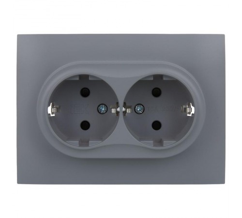 SKANDY Розетка 2-местная с з/к/ш 16А в сб. SK-R07Gr серый  SK-R24-16-K03-F  IEK