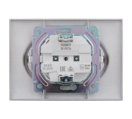 SKANDY Розетка 2-местная с з/к/ш 16А в сб. SK-R07Gr серый  SK-R24-16-K03-F  IEK