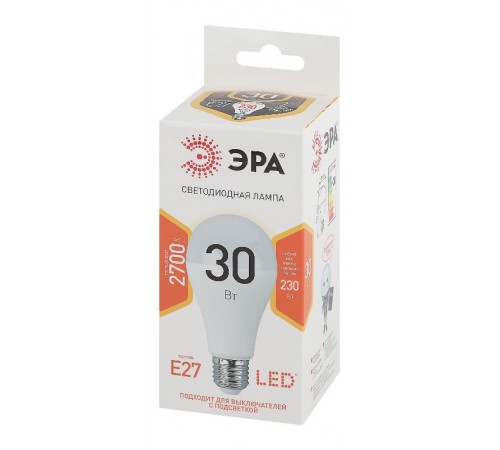 Лампа светодиодная LED A65-30W-827-E27 (диод, груша, 30Вт, тепл, E27) (10/100/1200)  Б0048015  ЭРА